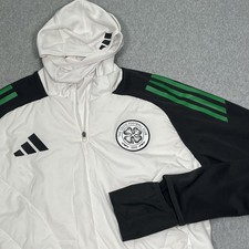 Adidas Celtic FC Tiro 24 Pullover Hoodie 1/4 Zip Mens Large White Soccer Ireland picture