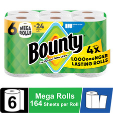 Bounty Paper Towels Select-A-Size White, 6 Mega Rolls, 164 Sheets per Roll picture