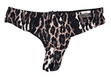 Women Panty Cacique New With Tags Animal Print Split Gusset Thong 14/16 picture