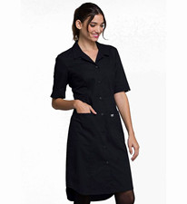 Cherokee Workwear WW500 Modern Classic Button Front Work Dress Black Women S picture