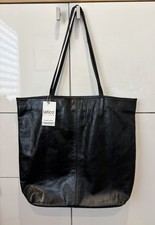 Latico Leather Tote Bag Black Large NWT Purse Zip Close Floral Fabric Lining NEW picture