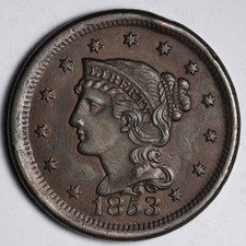1853 Braided Hair Large Cent UNC *UNCIRCULATED* MS E205 KCNA picture