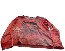 Harley-Davidson Womens Red Long Sleeve Rhinestone Graphic Shirt XL picture