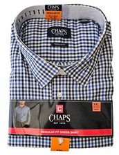 Chaps Men's Regular Fit Button Down Dress Shirt 18-18.5 x 36/37 Blue XXL / 2XL picture