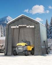7x10 ft Portable Storage Shed 240G Heavy-Duty Waterproof PE Tarp w/ Roll-Up Door picture