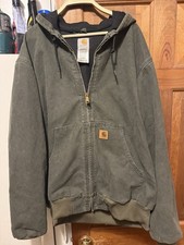 Vintage 90s Carhartt J25 Active Moss Green Hooded Canvas Jacket Sz Xl picture