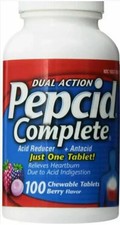 Pepcid Complete Dual Action  Acid Reducer Berry - 100 Chewable Tabs exp 08/2028 picture