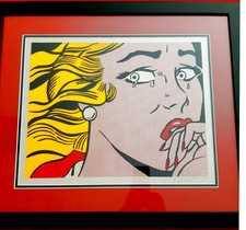 Roy Lichtenstein's Crying Girl Lithograph, beautifully framed and SIGNED picture