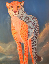 Hand- Painted Pink Cheetah Canvas Painting Contemporary Art Unframed 16X20 picture