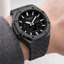Custom Casio G-Shock GA-2100 Watch Casioak Black Steel Case & Strap Classic Mod picture