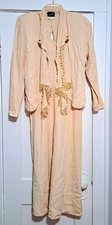 Wild Rose Vintage Beige 2pc Dress & Button Jacket Set Lace Appliqué Size 10 picture