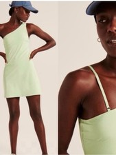 NWT Abercrombie & Fitch One-Shoulder Pastel Green traveler mini dress small picture