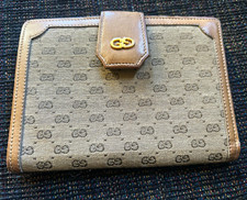 Authentic Vintage 1970s Gucci Boutique Brown GG Canvas Kiss Lock Wallet Bifold picture