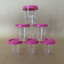 Tupperware Tupper Mini Midget Containers Clear Tritan Pink Logo #4789 Set of 6 picture