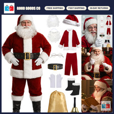 Deluxe 11pc Men's Santa Suit - Professional Christmas Outfit for Adults, Xmas Co picture