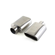 2 Pieces Stainless Steel Exhaust Tip Rolled Oval Slant 2.5