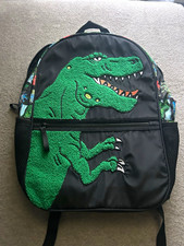 Unisex Kids Small Dinosaur Jurassic Graphic Backpack Black/Green Polyester Zip picture