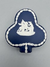 VTG 1972 Wedgwood Portland Dark Blue Jasperware Club Trinket Box Pegasus & Muses picture