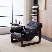Lounge Chair Medieval Modern Style, Removable Armrests Vintage Oil Wax Leather picture