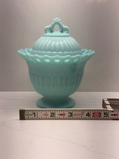 Fostoria Randolph Aqua Blue Milk Glass Covered Candy picture