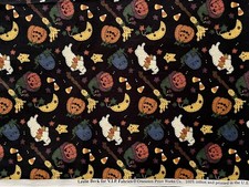 VTG Cranston Print Works Halloween Fabric Leslie Beck Ghosts Pumpkins Sold BTHY picture