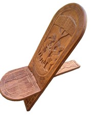 Authentic Hand Carved Cameroon Ceremonial Chair 2-Piece Tribal Stool Peace Corps picture