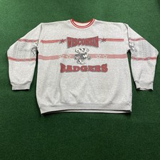 Vintage Wisconsin Badgers Sweatshirt Mens XL Gray 90S Rose Bowl Football USA picture