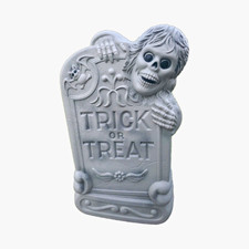 Vintage General Foam Plastics Lighted Blow Mold Trick Or Treat Tombstone picture