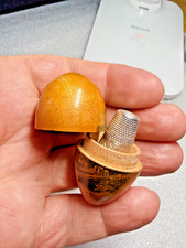 Victorian Treen Mauchline Ware Thread / Thimble Holder - Egg Shape - Moffat picture