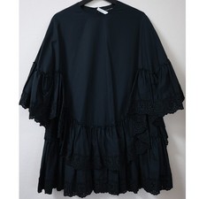 Simone Rocha Dress Black Ruffle Eyelet Lace Tunic Oversized UK6 Portugal SR83 picture
