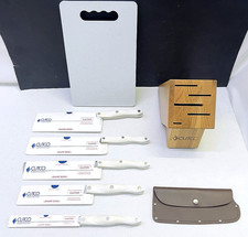 Cutco 5-Knife Pearl White Handle Gourmet Set w/Knife Block & Cutting Board picture