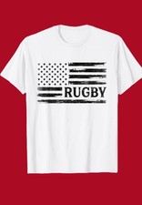 NEW Rugby Vintage USA American Flag Player/Coach T‑Shirt – XL White 100% Cotton picture