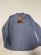SIMMS Henley Drifter Tech Tee Shirt Long Sleeve Blue XL Roll Tab Fishing 56 picture