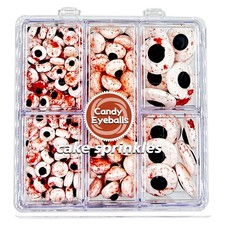 Halloween Sprinkles Edible Candy Eyeballs for Cake Decorating, 3 Sizes Bloody... picture