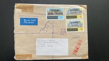 St Kitts Official Philatelic Bureau Parcel Cover to USA Customs Stamps picture