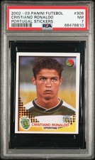 PSA 7 Cristiano Ronaldo 2002 Panini Futebol #306 Sticker Rookie Card picture