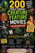 200 Public Domain Creature Feature Movies Collection on USB picture