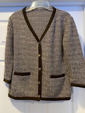 Vintage 60s 70s D’Amselle Of New York Cardigan Sweater Houndstooth Brown SOFT picture