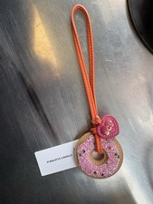 Stoney Clover Lane Donut Bag Charm Keychain Pink Glitter w/ Orange Strap picture