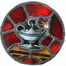 18/19th CENTURY ENGLISH STAINED GLASS ROUNDEL. . #6931 picture