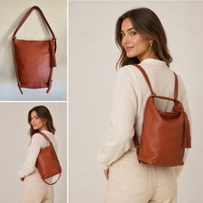 HOBO Blaze Convertible Backpack Shoulder Bucket Bag Brick Leather Wanderlust LNC picture