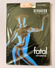 Vintage Wolford Fatal 50 Seamless Tights Camel XS Semi Opaque NOS Austria picture
