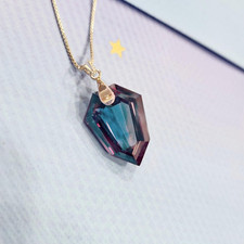 Natural 40 CT Color Change Alexandrite GIE Certified Gemstone Pendant 925 Silver picture