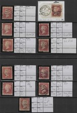GB 1861 1d Red Assortment SG42 Plates 50/51 C12 Perf 14 D2/A4 Used (11v) picture