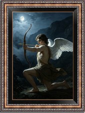 Hand Painted Oil Reproduction Cupid at Night Classical Angel Canvas Wall Art picture