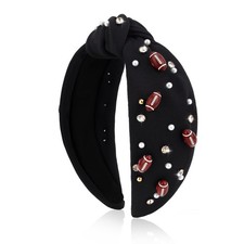 Ondder Football Headband for Women Black Top Knot Headband for Women Hair Acc... picture