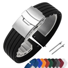 Silicone Rubber Watch Strap Band Deployment Clasp 18mm 20mm 22mm 24mm picture