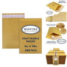 UOFFICE Kraft Bubble Mailers 250 Count #0 6x10 Small Padded Envelopes Peel Seal picture