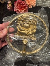 Vintage Pair Beautiful Rose Carved Brass Towel Rings picture