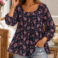 Torrid Women's Plus Top 2XL Black Pink Dark Floral Cottagecore Whimsigoth picture